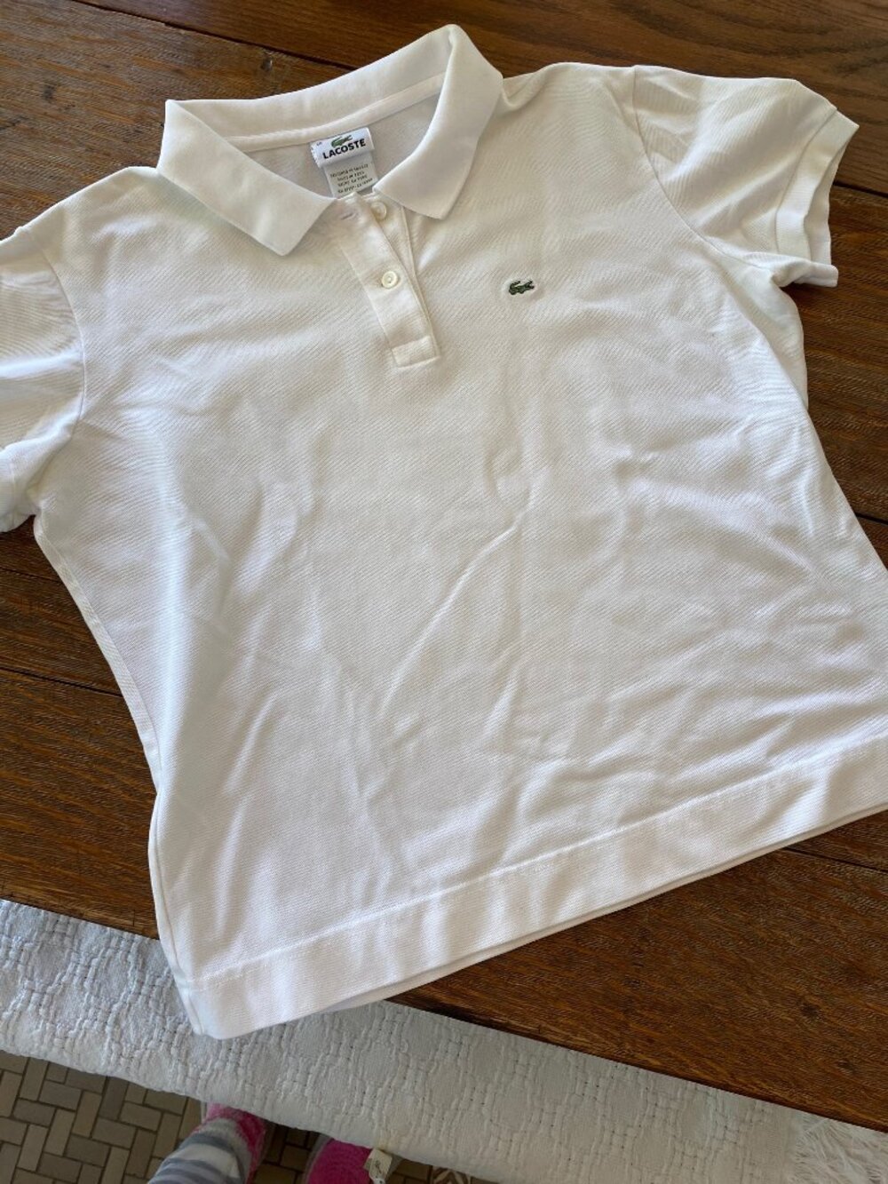 Lacoste authentic white polo short sleeve 46 Large or Medium